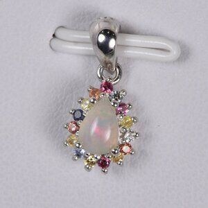 Genuine Ethopian Opal w Natural Gemstone 925 Sterling Pendant